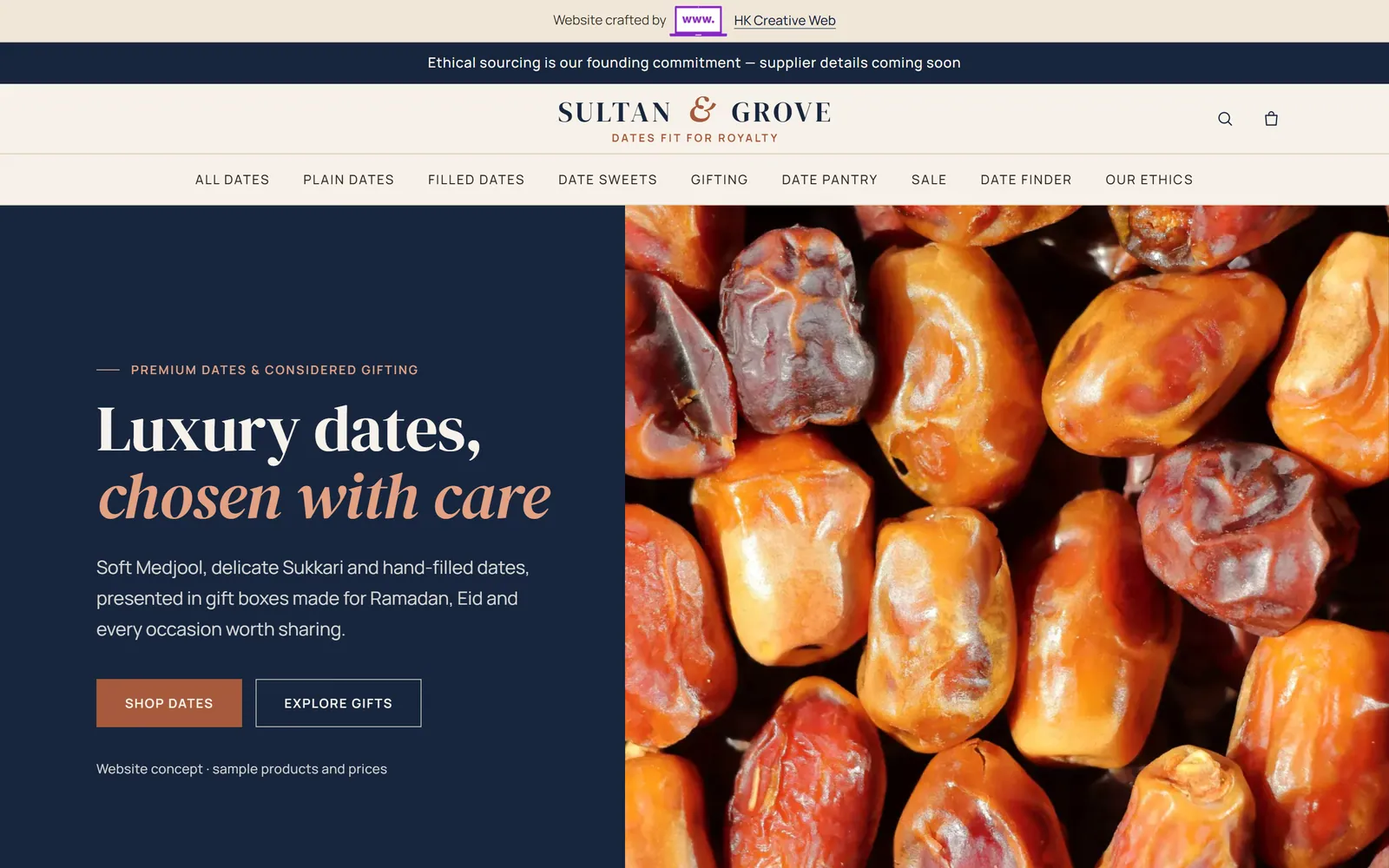Sultan & Grove storefront homepage