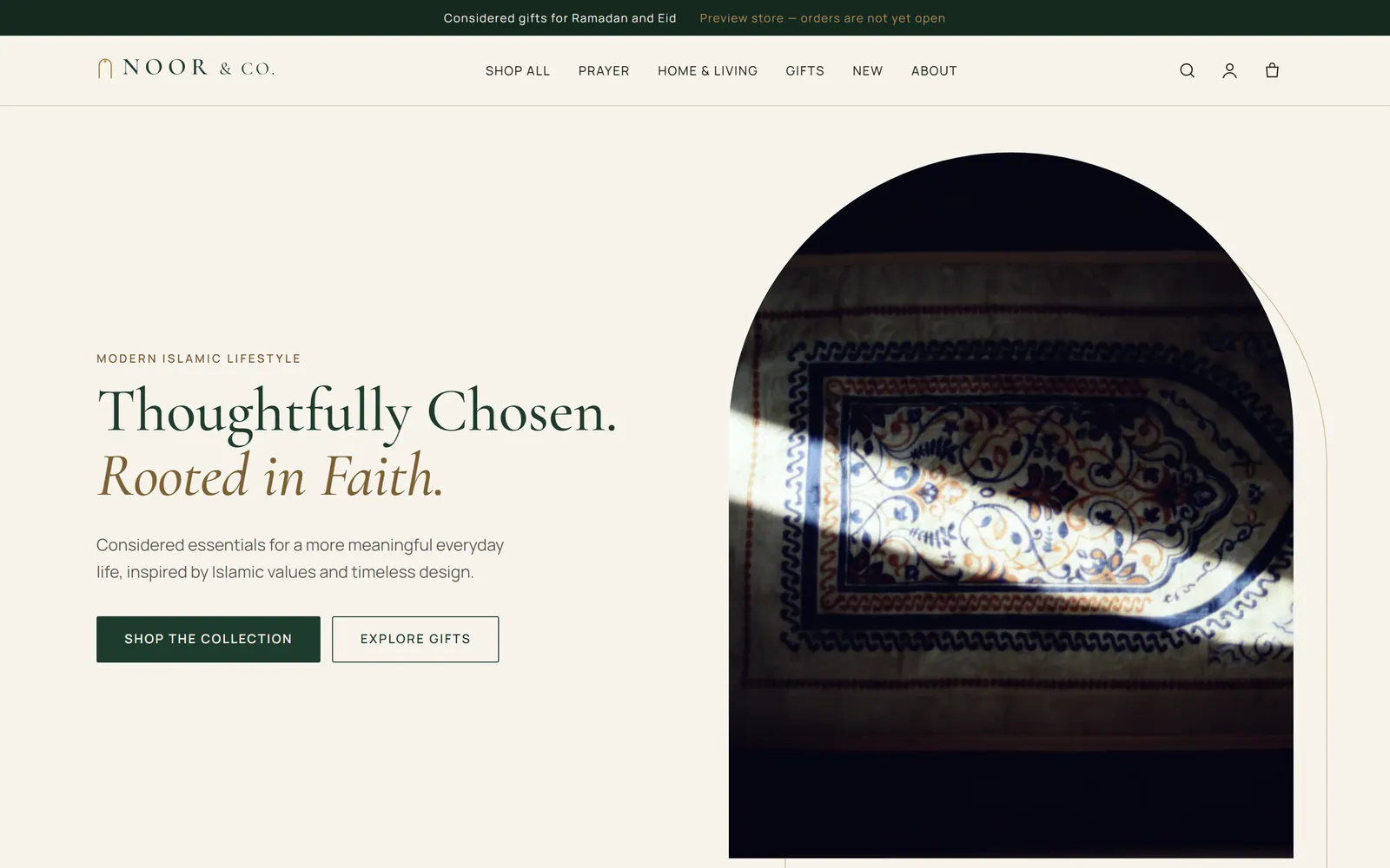 NOOR & CO. storefront homepage